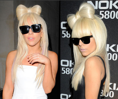 lady gaga hair bow headband. Lady Gaga wore a “hair bow